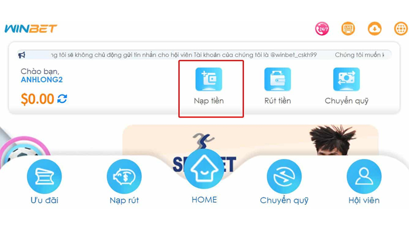 Nạp tiền WINBET đơn giản qua các phương thức linh hoạt