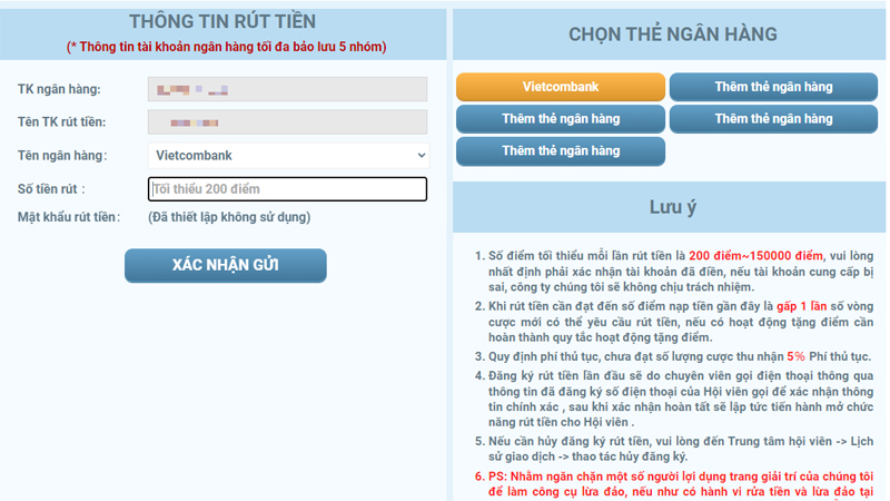 Rút tiền WINBET qua nhiều phương thức linh hoạt